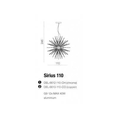 Lampa wisząca SIRIUS 110 CH AZ2114+AZ2117 - Azzardo