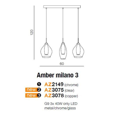 Lampa wisząca Amber Milano 3 AZ3078- AZzardo