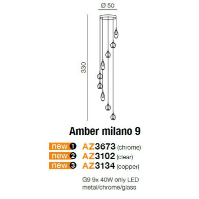 Lampa wisząca Amber Milano 9 AZ3102- AZzardo