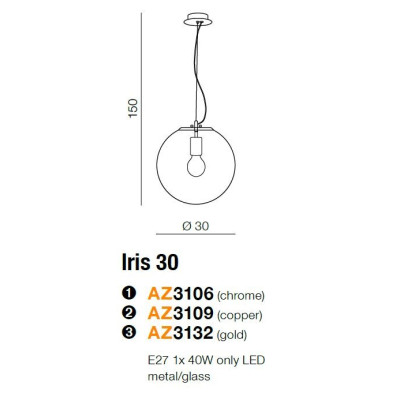 Lampa wisząca Iris 30 AZ3109- AZzardo