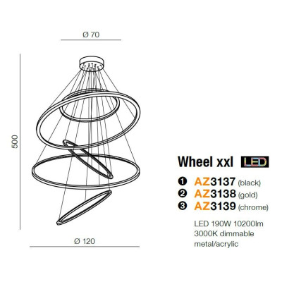 Lampa wisząca Wheel XXL DIMM AZ3137- AZzardo