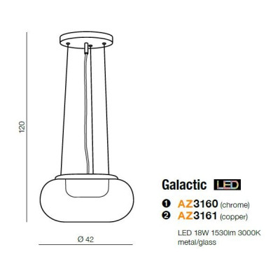 Lampa designerska wisząca Galactic miedziana AZ3161 - AZzardo