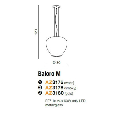 Lampa wisząca nowoczesna Baloro M chrom AZ3178- AZzardo
