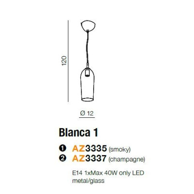 Lampa wisząca nowoczesna Blanca 1 mosiądz AZ3335- AZzardo