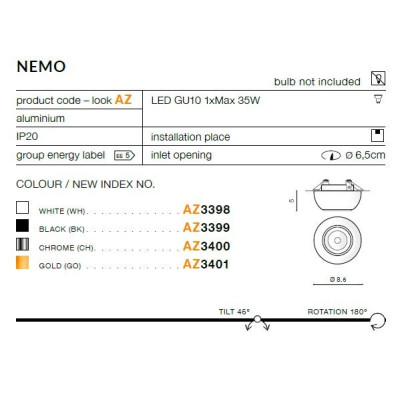 Oprawa do wbudowania Nemo AZ3401 - AZzardo