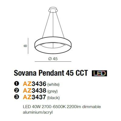 Lampa wisząca Sovana 45 CCT AZ3438- AZzardo