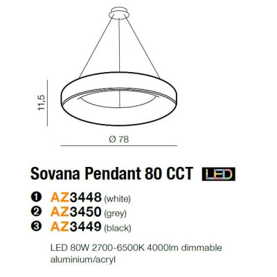 Lampa wisząca Sovana 80 CCT AZ3449- AZzardo