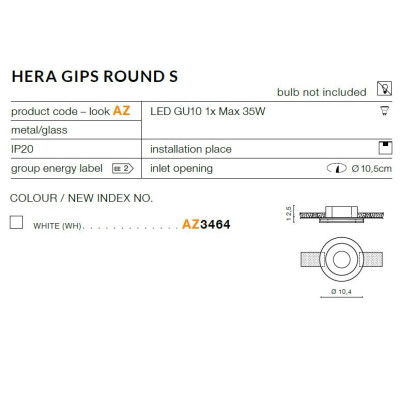 Oprawa do wbudowania Hera Gips S AZ3464- AZzardo