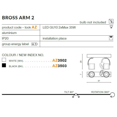Oprawa sufitowa Bross Arm 2 AZ3502- AZzardo