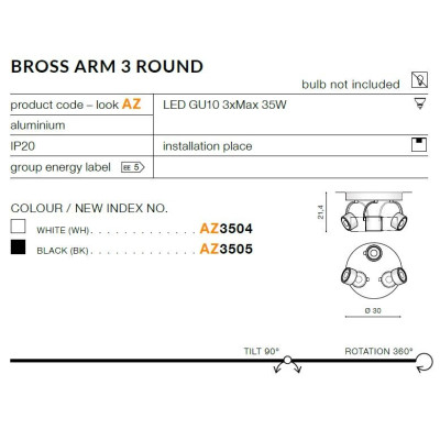 Oprawa sufitowa Bross Arm 3 AZ3505- AZzardo