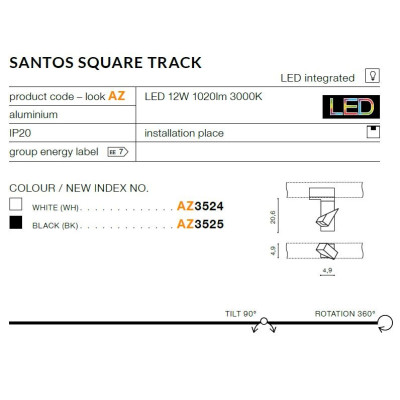 Oprawa szynowa Santos Square Track AZ3524- AZzardo