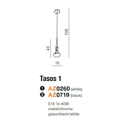 Lampa wisząca TASOS 1 AZ0719 - Azzardo