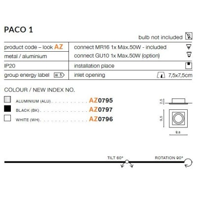 Oprawa do wbudowania PACO 1 AZ0796 - Azzardo