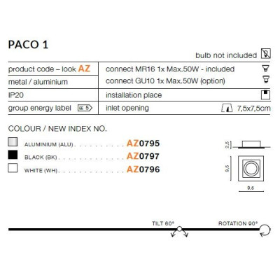 Oprawa do wbudowania PACO 1 AZ0797 - Azzardo