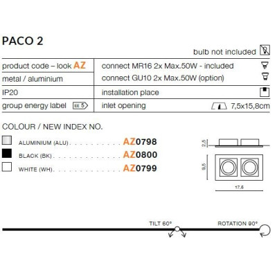 Oprawa do wbudowania PACO 2 AZ0798 - Azzardo