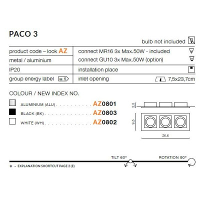 Oprawa do wbudowania PACO 3 AZ0803 - Azzardo