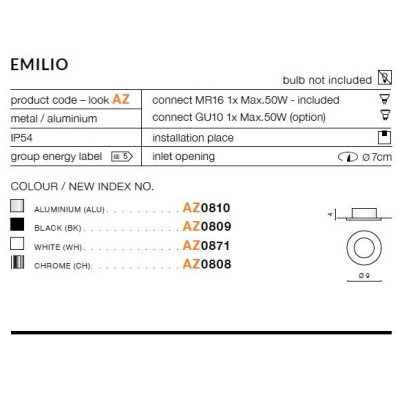 Oprawa do wbudowania EMILIO AZ0809 - Azzardo