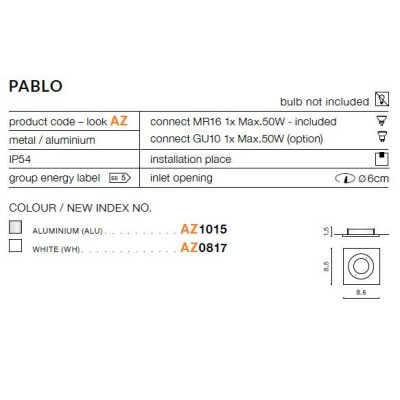 Oprawa do wbudowania PABLO AZ0817 - Azzardo