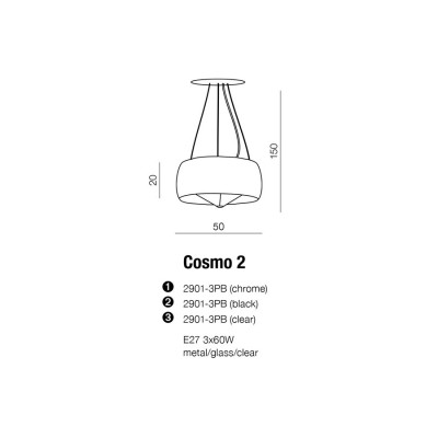 Lampa designerska wisząca COSMO 2 chrom AZ0910 - Azzardo