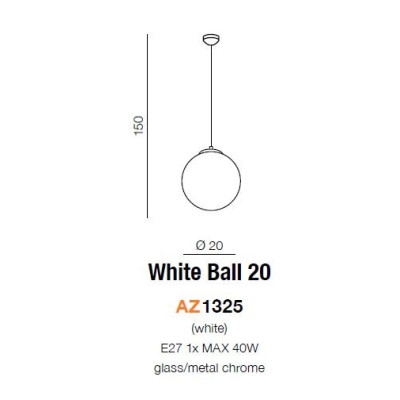 Lampa wisząca WHITE BALL 20 AZ1325 - Azzardo