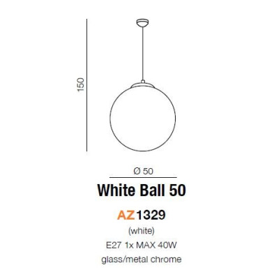 Lampa wisząca WHITE BALL 50 AZ1329 - Azzardo