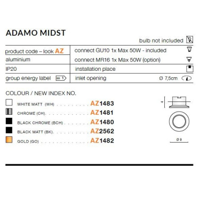 Oprawa do wbudowania ADAMO MIDST AZ1480 - Azzardo