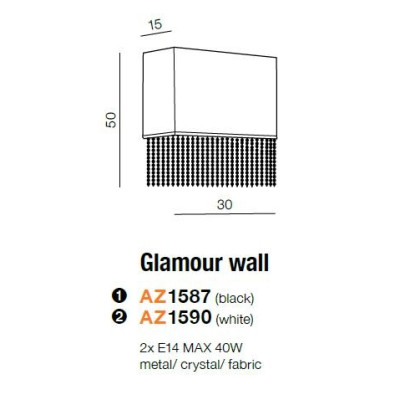 Kinkiet designerski GLAMOUR WALL czarny AZ1587 - Azzardo