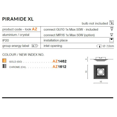 Oprawa do wbudowania PIRAMIDE XL AZ1612 - Azzardo
