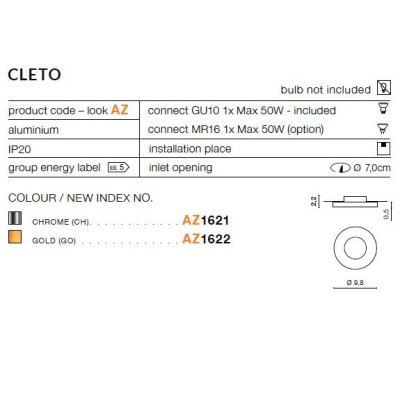 Oprawa do wbudowania CLETO AZ1621 - Azzardo