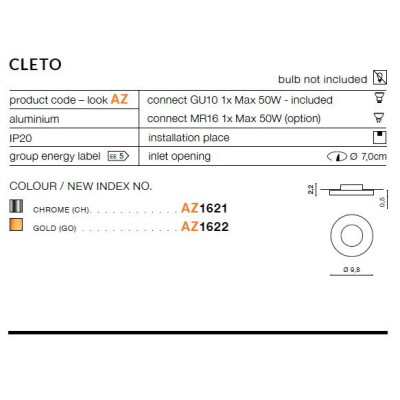 Oprawa do wbudowania CLETO AZ1622 - Azzardo