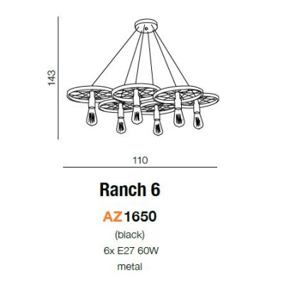 Lampa wisząca RANCH 6 AZ1650 - Azzardo