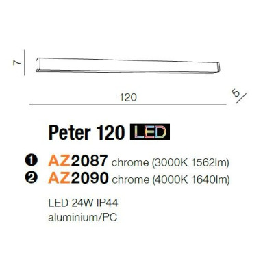 Kinkiet PETER 120 chrom AZ2087 - Azzardo