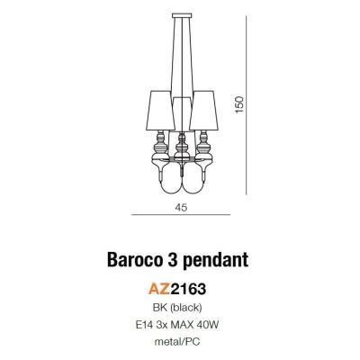 Lampa wisząca BAROCO 3 AZ2163 - Azzardo