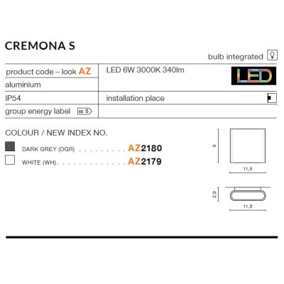 Kinkiet CREMONA S AZ2180 - Azzardo