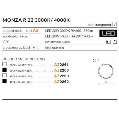 Plafon MONZA R 22 AZ2261 - Azzardo