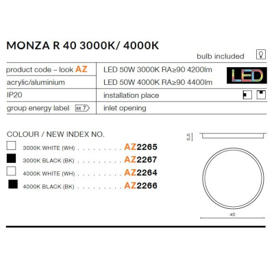 Plafon MONZA R 40 AZ2266 - Azzardo