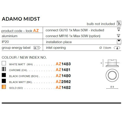 Oprawa do wbudowania ADAMO MIDST AZ2562 - Azzardo