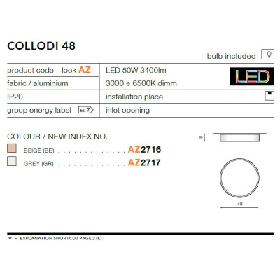 Plafon COLLODI 48 CCT AZ2717 - Azzardo