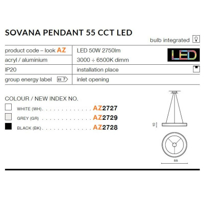 Lampa wisząca SOVANA 55 CCT AZ2729 - Azzardo
