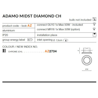 Oprawa do wbudowania ADAMO MIDST AZ2734 - Azzardo