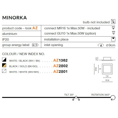Oprawa do wbudowania MINORKA AZ2801 - Azzardo