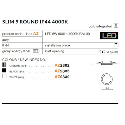 Oprawa do wbudowania SLIM 9 AZ2832 - Azzardo