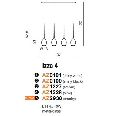 Lampa wisząca IZZA 4 AZ2938 - Azzardo