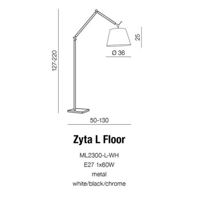 Lampa podłogowa ZYTA FLOOR Grey AZ1849 + AZ2604 – Azzardo