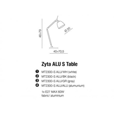 Lampa stołowa ZYTA S TABLE ALU/BK AZ2307 + AZ2597 – Azzardo