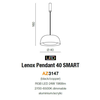 Lampa wisząca Lenox 40 SMART AZ3147- AZzardo