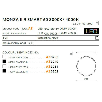 Plafon Monza II R SMART 60 4000K AZ3251- AZzardo