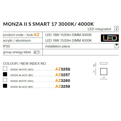 Plafon Monza II S SMART 17 3000K AZ3257- AZzardo