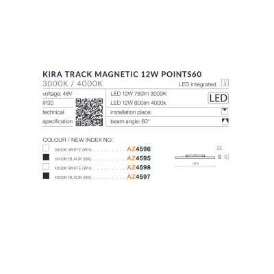 Oprawa Kira Track Magnetic 12W POINTS60 3000K AZ4595 - Azzardo
