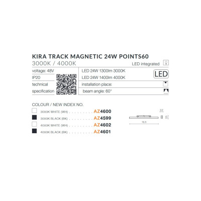 Oprawa Kira Track Magnetic 24W POINTS60 3000K AZ4600 - Azzardo